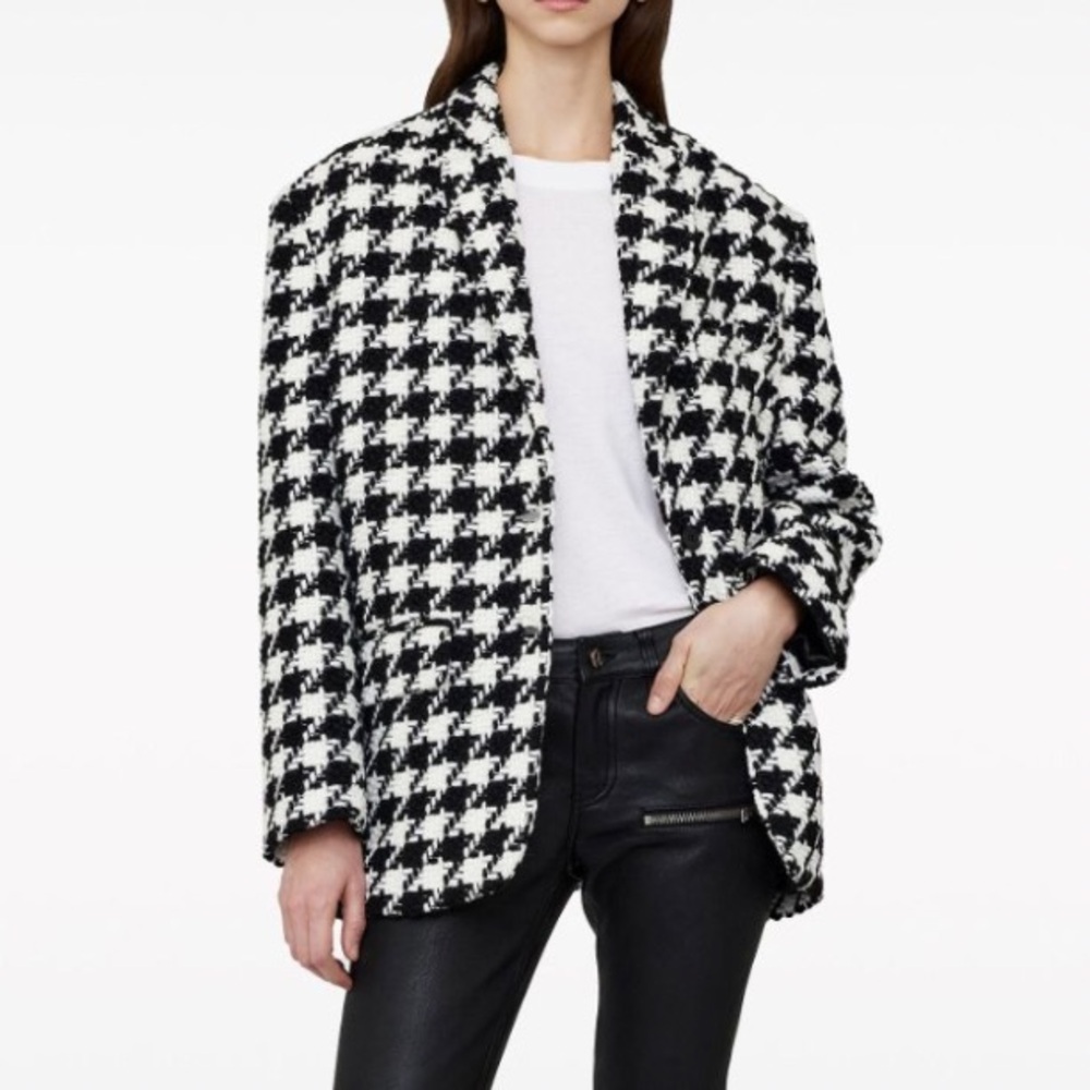NWT Anine Bing Quinn Houndstooth Blazer